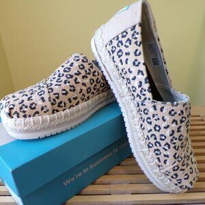 Toms Alpargata Platform Rope Natural Leopard Cheetah Print Shoes Womens Size 7
